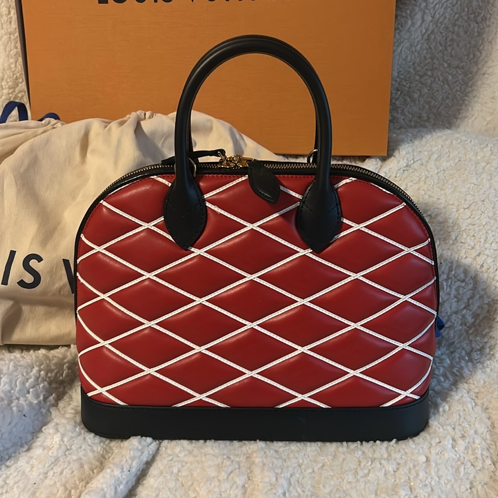 Louis Vuitton Malletage Alma PM Rouge Like NEW - Picture 7 of 9